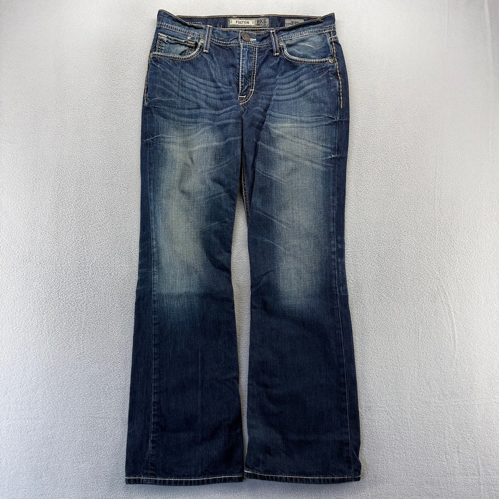 Buckle BKE Jeans Men's 33 R Blue Dark Wash Fulton Bootcut Wide Leg Vintage y2k